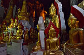 Inle Lake Myanmar. Pindaya, the famous Shwe Oo Min pagoda, a natural cave filled with thousands of gilded Buddha statues. 